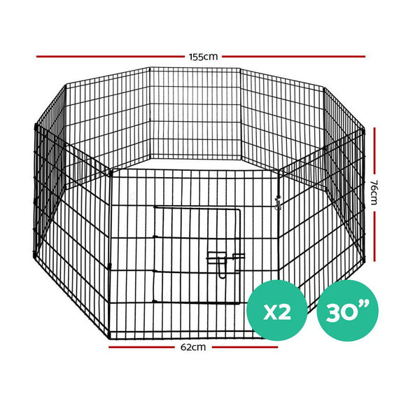 i.Pet 2x30" 8 Panel Dog Playpen Pet Fence Exercise Cage Enclosure Play Pen - RnR Galore