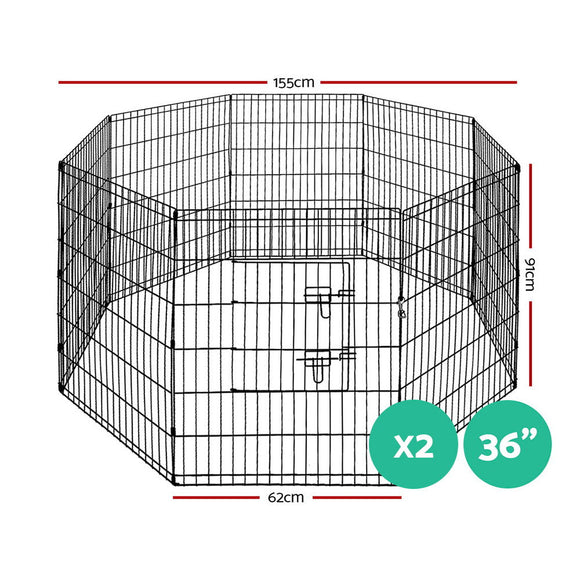 i.Pet 2x36" 8 Panel Dog Playpen Pet Fence Exercise Cage Enclosure Play Pen - RnR Galore