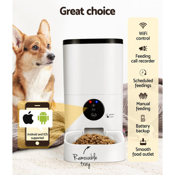 i.Pet Automatic Pet Feeder 6L Wifi Auto Dog Cat Smart Food Dispenser Timer - RnR Galore
