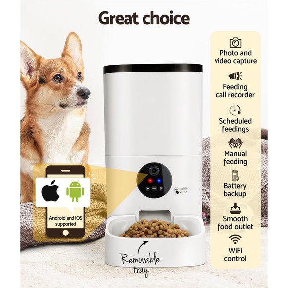 i.Pet Automatic Pet Feeder 6L Wifi Camera Dog Cat Smart Food Dispenser Timer - RnR Galore