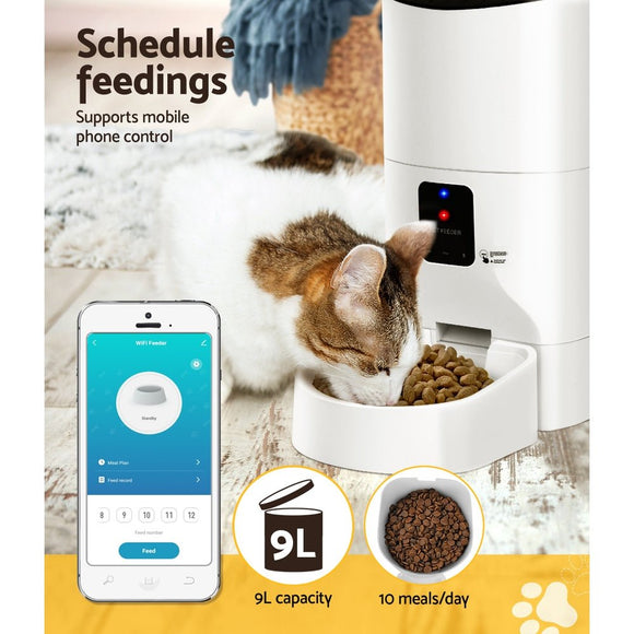 i.Pet Automatic Pet Feeder 9L Wifi Auto Dog Cat Feeder Smart Food Dispenser Timer - RnR Galore