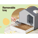 i.Pet Cat Litter Box Large Tray Kitty Toilet Enclosed Cat Litter Box Hooded Scoop Mat Grey - RnR Galore