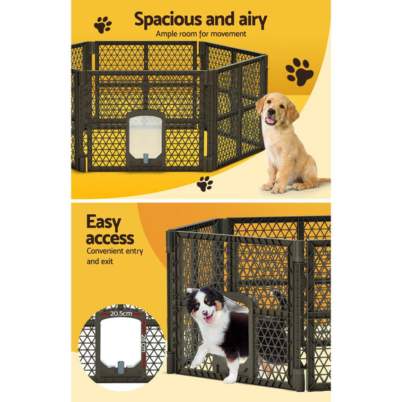 i.Pet Dog Playpen Enclosure 6 Panel Pet Fence Plastic Play Pen - RnR Galore