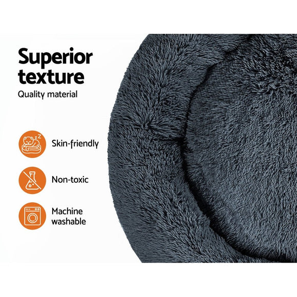 i.Pet Pet Bed Dog Cat 110cm Calming Extra Large Soft Plush Dark Grey - RnR Galore