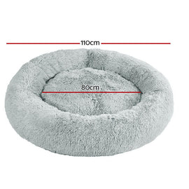 i.Pet Pet Bed Dog Cat 110cm Calming Extra Large Soft Plush Light Grey - RnR Galore