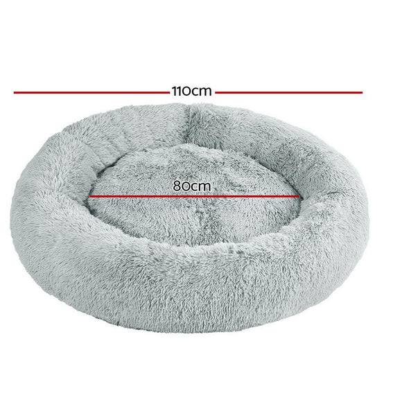 i.Pet Pet Bed Dog Cat 110cm Calming Extra Large Soft Plush Light Grey - RnR Galore