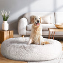 i.Pet Pet Bed Dog Cat 110cm Calming Extra Large Soft Plush White Brown - RnR Galore