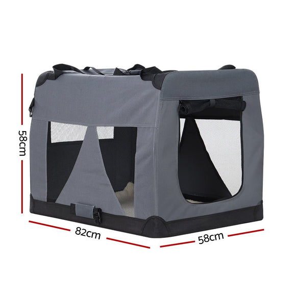 i.Pet Pet Carrier Soft Crate Dog Cat Travel 82x58CM Portable Foldable Car XL - RnR Galore