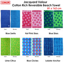 Jacquard Velour Reversible Beach Towel Hot Pink Stars - RnR Galore