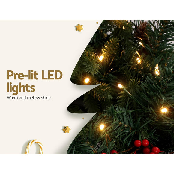 Jingle Jollys 2.4m Christmas Garland with LED Lights Decorations Xmas Party - RnR Galore