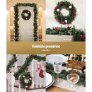 Jingle Jollys Christmas Garland with Wreath Set LED Lights Xmas Tree Decor - RnR Galore