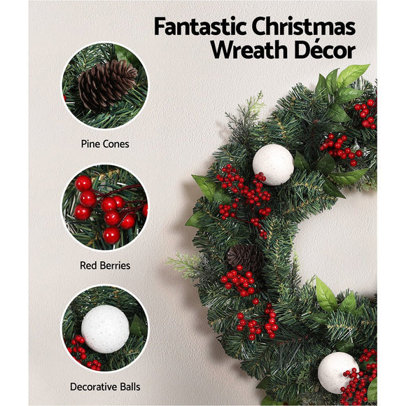 Jingle Jollys Christmas Garland with Wreath Set LED Lights Xmas Tree Decor - RnR Galore