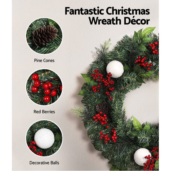 Jingle Jollys Christmas Garland with Wreath Set Ornaments Xmas Tree Decor - RnR Galore
