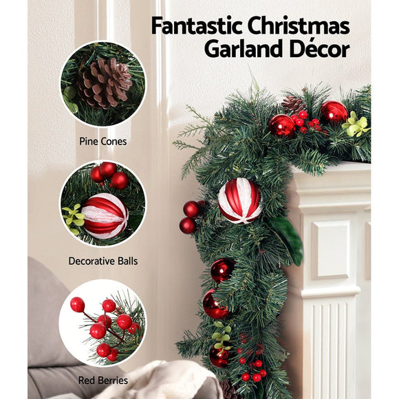 Jingle Jollys Christmas Garland with Wreath Set Ornaments Xmas Tree Decor - RnR Galore