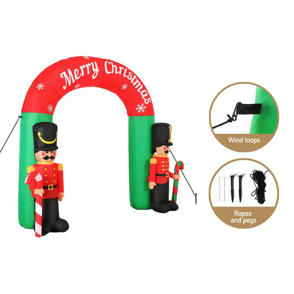 Jingle Jollys Christmas Inflatable Archwary Nutcracker 3M Illuminated Decorations - RnR Galore