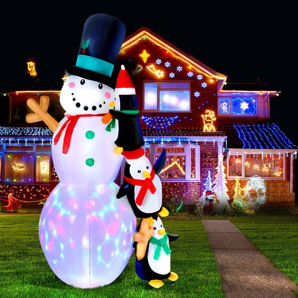Jingle Jollys Christmas Inflatable Snowman 2.4M Illuminated Decorations - RnR Galore