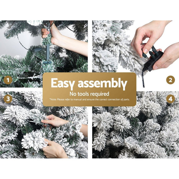 Jingle Jollys Christmas Tree 1.8M Xmas Tree with 350 LED Lights Snowy Tips - RnR Galore