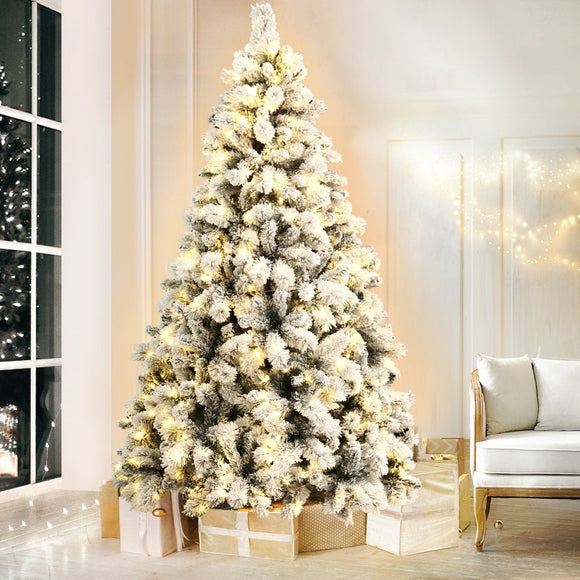 Jingle Jollys Christmas Tree 1.8M Xmas Tree with 350 LED Lights Snowy Tips - RnR Galore