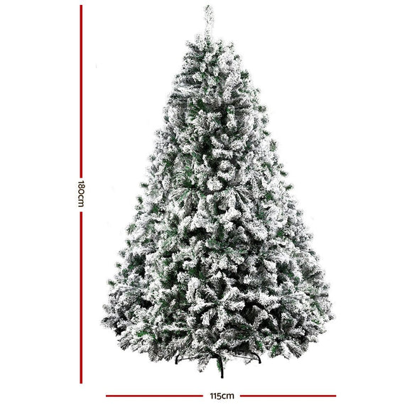 Jingle Jollys Christmas Tree 1.8M Xmas Trees Decorations Snowy 758 Tips - RnR Galore