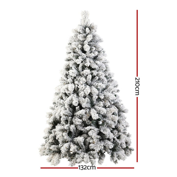 Jingle Jollys Christmas Tree 2.1M Xmas Tree with 500 LED Lights Snowy Tips - RnR Galore