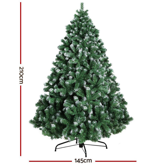 Jingle Jollys Christmas Tree 2.1M Xmas Trees Decorations Snowy 1250 Tips - RnR Galore
