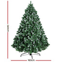 Jingle Jollys Christmas Tree 2.4M Xmas Trees Decorations Snowy 1500 Tips - RnR Galore