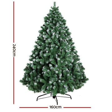 Jingle Jollys Christmas Tree 2.4M Xmas Trees Decorations Snowy 1500 Tips - RnR Galore