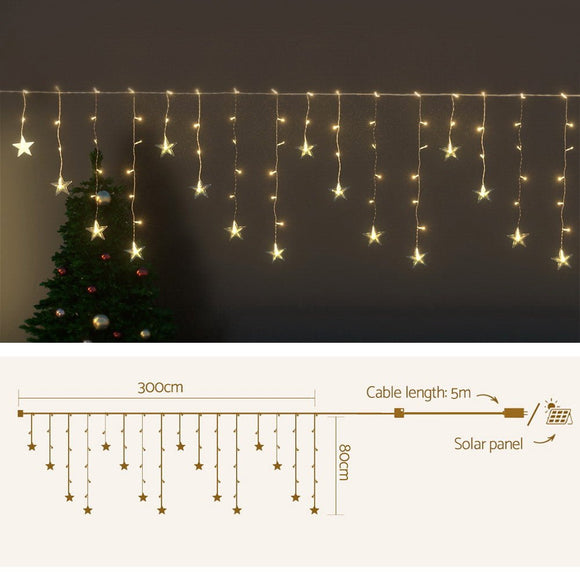 Jingle Jollys Solar Christmas Lights 80 LED 3M Icicle Light Star Decorations - RnR Galore
