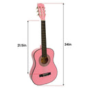 Karrera 34in Acoustic Wooden Childrens Guitar - Pink - RnR Galore