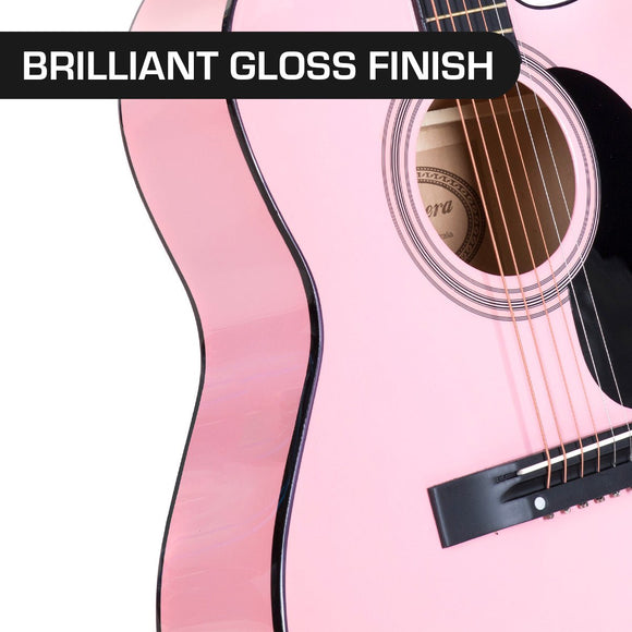 Karrera Acoustic Cutaway 40in Guitar - Pink - RnR Galore