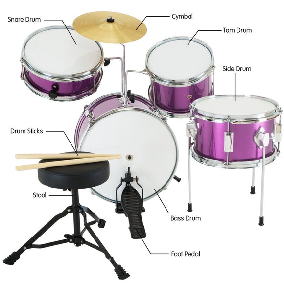 Karrera Childrens 4pc Drum Kit - Purple - RnR Galore