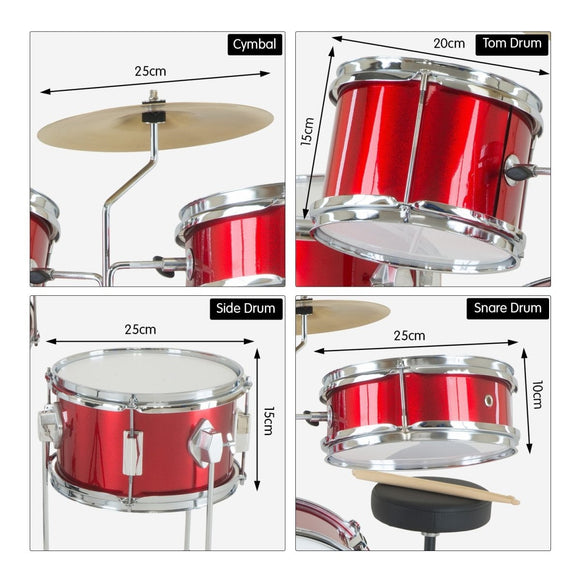 Karrera Children's 4pc Drum Kit - Red - RnR Galore