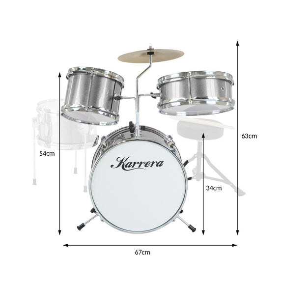 Karrera Childrens 4pc Drum Kit - Silver - RnR Galore
