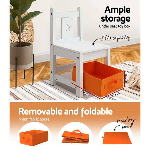 Keezi 3PCS Kids Table and Chairs Set Children Furniture Play Toys Storage Box - RnR Galore
