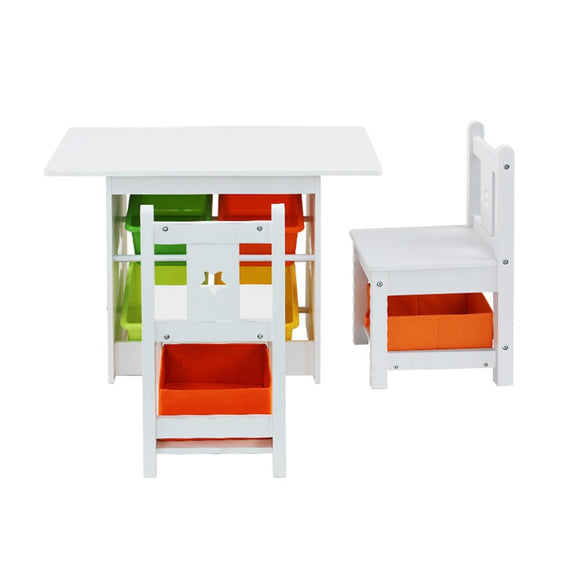 Keezi 3PCS Kids Table and Chairs Set Children Furniture Play Toys Storage Box - RnR Galore
