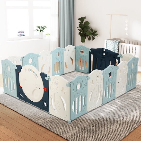 Keezi Baby Playpen 16 Panels Foldable Toddler Fence Safety Play Activity Barrier - RnR Galore