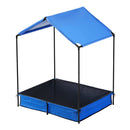 Keezi Kids Sandpit Metal Sandbox Sand Pit with Canopy Cover Outdoor Toys 120cm - RnR Galore