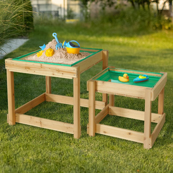 Keezi Kids Sandpit Wooden Sandbox Sand Pit Water Table Outdoor Toys 101cm - RnR Galore