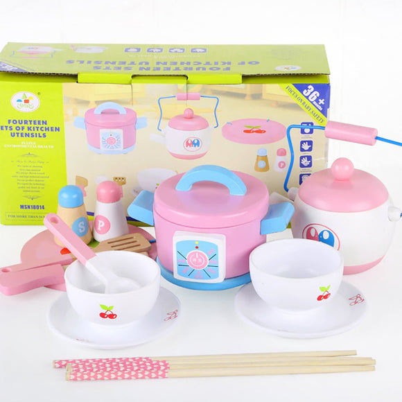 Kids Wooden Kitchen Tea Set Pretend Play - RnR Galore