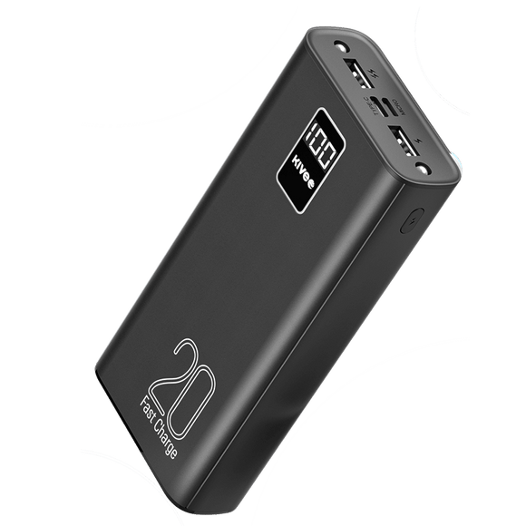 KIVEE PT23 20000mAh Power Bank with Digital Display Black - RnR Galore