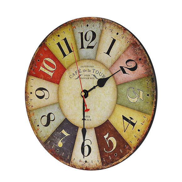 Large Colourful Wall Clock Kitchen Office Retro Timepiece - RnR Galore