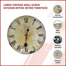 Large Vintage Wall Clock Kitchen Office Retro Timepiece - RnR Galore