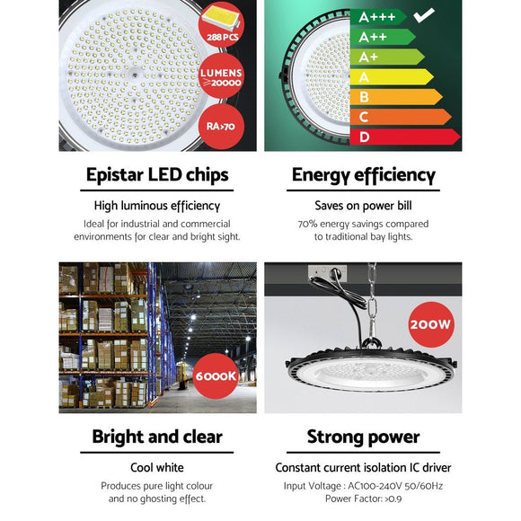 Leier High Bay Light LED 200W Industrial Lamp Workshop Warehouse Factory Lights - RnR Galore