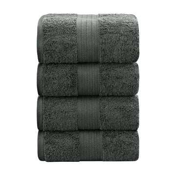 Linenland 4 Piece Cotton Bath Towels Set - Charcoal - RnR Galore