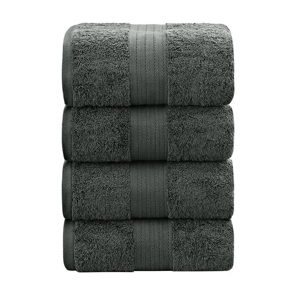 Linenland 4 Piece Cotton Bath Towels Set - Charcoal - RnR Galore