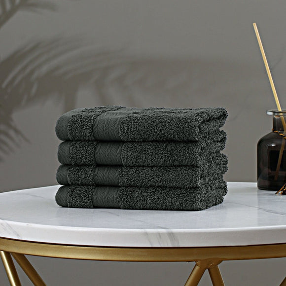 Linenland Bath Towel Set - 4 Piece Cotton Washcloths - Charcoal - RnR Galore