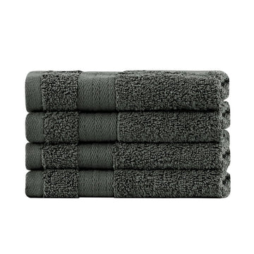 Linenland Bath Towel Set - 4 Piece Cotton Washcloths - Charcoal - RnR Galore