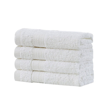 Linenland Bath Towel Set - 4 Piece Cotton Washcloths - White - RnR Galore