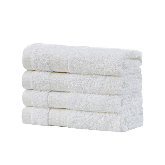 Linenland Bath Towel Set - 4 Piece Cotton Washcloths - White - RnR Galore
