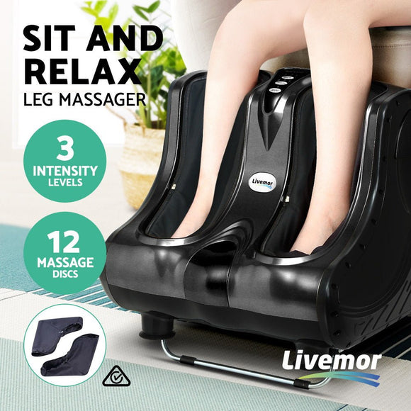 Livemor Foot Massager Massagers Shiatsu Electric Roller Ankle Calf Leg Kneading Black - RnR Galore